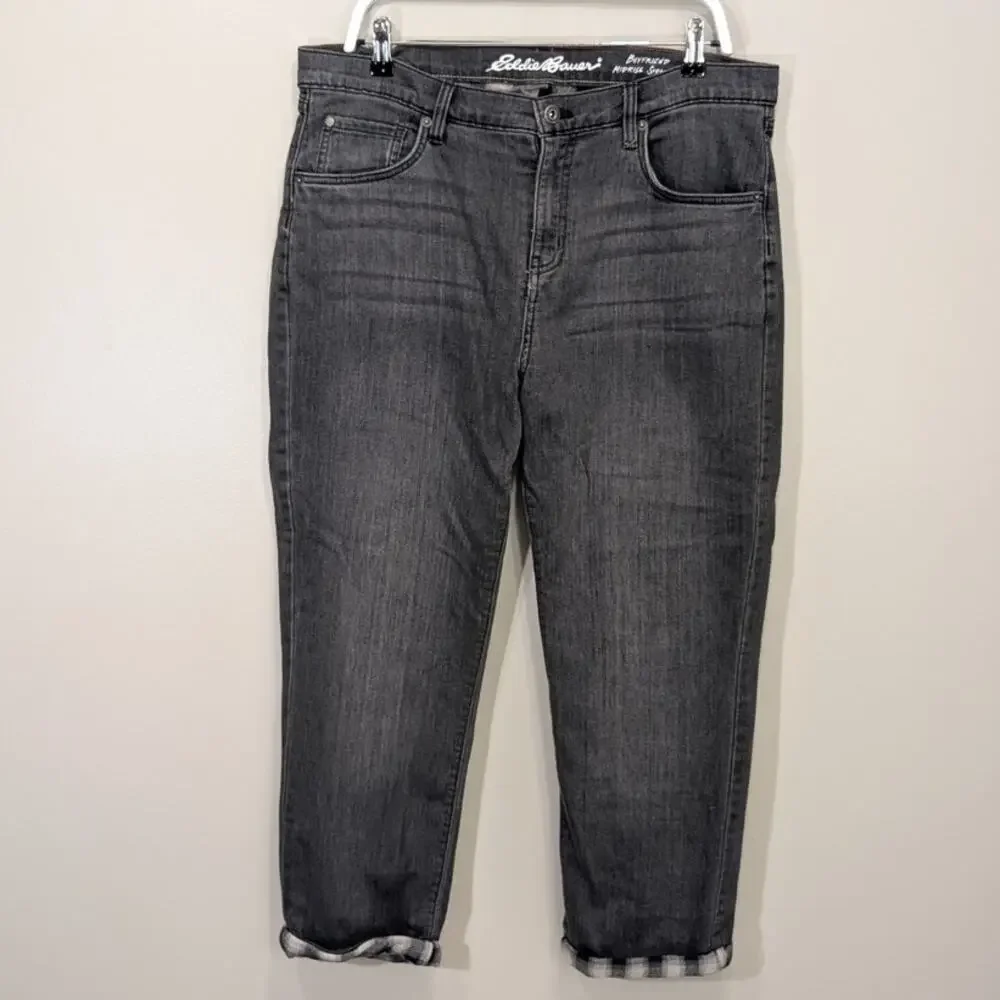 Eddie Bauer Fleece Lined Jeans Boyfriend Straight Outdoor Camping - Size 10